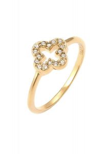Elli Pierścionek z Kamieniami Damski Cloverleaf Szklane Kryształy Xilion Szlif Biały 925 Sterling Silver Pierścionki 1 ct. Białe pierścionki Elli, srebrne. Za 198,99 zł.