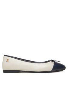 Tommy Hilfiger Baleriny Toe Cap Leather Ballerina FW0FW08759 Beżowy. Brązowe balerinki TOMMY HILFIGER, bez wzorów, ze skóry, bez obcasa, bez zapięcia. Za 389,99 zł.
