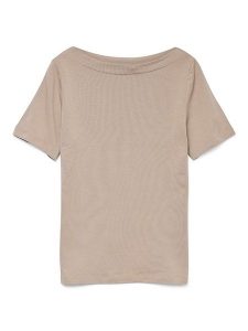 Vero Moda Koszulka w kolorze beżowym rozmiar: XXL. Brązowe bluzki Vero Moda, xxl, bez wzorów, bez kołnierzyka, bez ramiączek. Za 52,67 zł.
