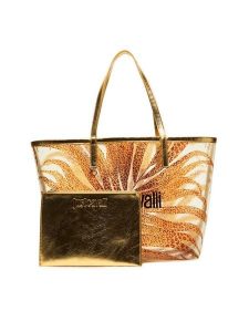 Just Cavalli Torebka 80RA4BS2 ZSE22 Złoty. Żółte shopper bag Just Cavalli, bez wzorów, z syntetyku, bez dodatków. Za 619,99 zł.