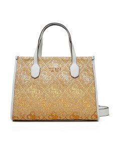Guess Torebka HWSW86 65220 Biały. Białe kuferki Guess, z aplikacjami, z materiału, bez dodatków. Za 359,99 zł.