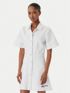 Karl Lagerfeld Jeans Sukienka jeansowa B2W13056 Biały Regular Fit. Białe sukienki Karl Lagerfeld Jeans, s, bez wzorów, z bawełny, bez kołnierzyka, bez ramiączek. Za 627,99 zł.