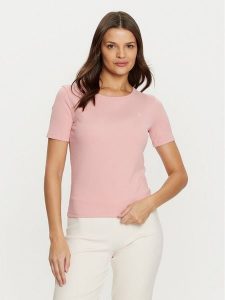 Guess T-Shirt V5RI04 KCLH0 Różowy Regular Fit. Czerwone t-shirty Guess, l, z aplikacjami, z syntetyku, bez kołnierzyka, bez ramiączek. Za 119,99 zł.