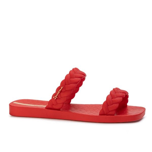 Klapki damskie Ipanema 26826 FEVER SLIDE FEM. Czerwone klapki Ipanema, bez wzorów, z materiału, bez obcasa, na płaskiej podeszwie. Za 65,00 zł.