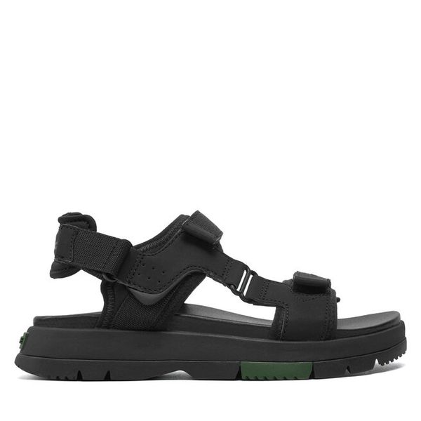 Sandały Lacoste. Czarne sandały Lacoste, bez wzorów, bez obcasa, na płaskiej podeszwie, bez zapięcia. Za 519,99 zł.