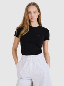4F T-shirt slim gładki damski (2-pack) - czarny M. Czarne t-shirty 4f, m, bez wzorów, z bawełny, bez kołnierzyka, bez ramiączek. Za 79,99 zł.