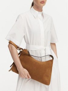 Tommy Hilfiger Torebka Th Statement Shoulder Bag Suede AW0AW18824 Brązowy. Brązowe torebki klasyczne TOMMY HILFIGER, bez wzorów, ze skóry, bez dodatków. Za 693,99 zł.