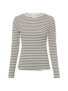 Vila Damska koszula z długim rękawem - VIAmeline Kobiety Bawełna beżowy|czarny w paski, L. Brązowe koszule Vila, l, bez wzorów, z bawełny, bez kołnierzyka, bez ramiączek. Za 149,95 zł.