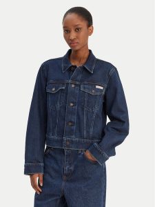 Calvin Klein Jeans Kurtka jeansowa Classic LV047E903G Granatowy Regular Fit. Niebieskie kurtki Calvin Klein Jeans, m, bez wzorów, z bawełny, bez kaptura. Za 449,99 zł.