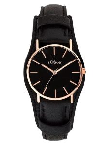 S.Oliver Zegarek kwarcowy w kolorze różowozłoto-czarnym rozmiar: onesize. Czarne, analogowe zegarki s.Oliver. Za 173,99 zł.