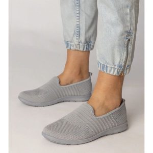 Szare damskie tenisówki. Szare trampki bez wzorów, z jeansu, bez zapięcia. Za 89,18 zł.