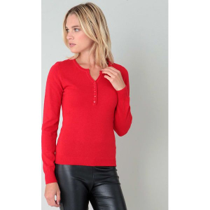 Sweter w kolorze czerwonym. Czerwone swetry klasyczne marki William de Faye, z kaszmiru. W wyprzedaży za 136,95 zł.