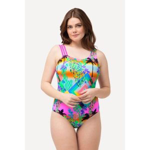 Damski Strój kąpielowy miękkie miseczki potrójne ramiączko. Brązowe stroje jednoczęściowe Ulla Popken, bez wzorów, z elastanu. Za 239,99 zł.