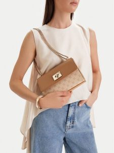 Nine West Torebka CEO-Nyxa-KY219 Beżowy. Brązowe torebki wieczorowe Nine West, bez wzorów, z materiału, bez dodatków. Za 179,99 zł.