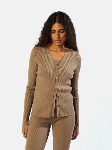 Rodier Wełniany kardigan w kolorze jasnobrązowym rozmiar: XL. Brązowe kardigany Rodier, z wełny. Za 247,99 zł.