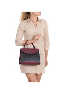 Lia Biassoni Skórzana torebka "Arera" w kolorze czarno-bordowym - 29 x 23 x 13 cm rozmiar: onesize. Czarne torebki klasyczne Lia Biassoni, bez wzorów, z materiału, bez dodatków. Za 339,99 zł.