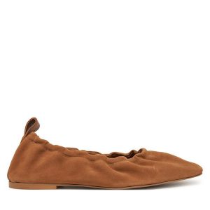 Baleriny Pepe Jeans. Brązowe balerinki Pepe Jeans, bez wzorów, z jeansu, bez obcasa, bez zapięcia. Za 209,99 zł.