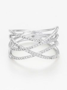 ATELIER DU DIAMANT Złoty pierścionek "Entrelacs Lumineux" z diamentami rozmiar: 52. Szare pierścionki ATELIER DU DIAMANT, z diamentem, złote. Za 2 870,99 zł.