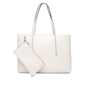 Torebka Calvin Klein. Białe shopper bag Calvin Klein, bez wzorów, bez dodatków. Za 649,99 zł.