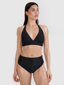 4F Góra od bikini damska - czarna L. Czarne bikini 4f, bez wzorów, z elastanu. W wyprzedaży za 59,99 zł.