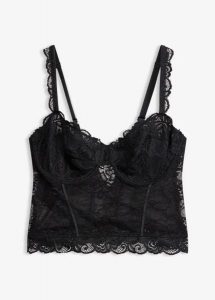 Biustonosz-top z koronki. Czarne biustonosze bonprix, bez wzorów, z koronki. Za 37,99 zł.