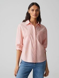 OPUS Koszula w kolorze brzoskwiniowym rozmiar: 36. Pomarańczowe koszule Opus, bez wzorów, z bawełny, bez kołnierzyka, bez ramiączek. Za 121,99 zł.