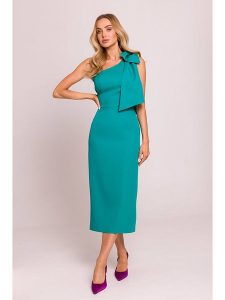 Made of emotion Sukienka w kolorze turkusowym rozmiar: XL. Niebieskie sukienki Made Of Emotion, xl, bez wzorów, bez kołnierzyka, bez ramiączek, maxi. Za 229,99 zł.