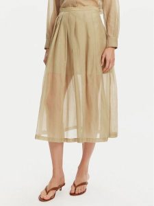 Marella Spódnica trapezowa Cubano 2513101015 Beżowy Regular Fit. Brązowe spódnice Marella, bez wzorów, z bawełny. Za 499,99 zł.