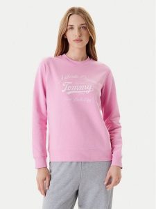 Tommy Jeans Bluza Essential DW0DW20942 Różowy Regular Fit. Czerwone bluzy Tommy Jeans, s, bez wzorów, z bawełny, bez kaptura. Za 239,99 zł.