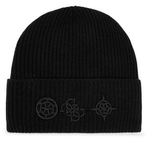 Czapka Guess. Czarne czapki Guess, z aplikacjami. Za 129,99 zł.