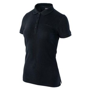 Koszulka polo damska Hi-Tec Lady Romso - czarna, Rozmiar L. Czarne bluzki Hi-tec, l, bez wzorów, z bawełny, sportowe, bez kołnierzyka, bez ramiączek. Za 54,99 zł.
