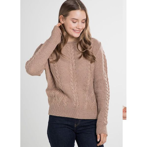 Sweter w kolorze szarobrązowym. Brązowe swetry klasyczne marki William de Faye, z kaszmiru, z okrągłym kołnierzem. W wyprzedaży za 136,95 zł.