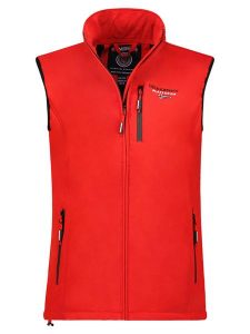 Geographical Norway Kamizelka softshellowa "Vacer" w kolorze czerwonym rozmiar: XXL. Czerwone kamizelki Geographical Norway, xxl, bez wzorów, bez kołnierzyka, bez ramiączek, bez kaptura. Za 122,38 zł.