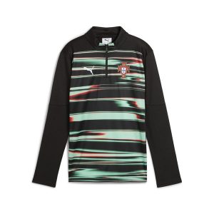 Młodzieżowa bluza przedmeczowa z zamkiem 1/4 Portugalia PUMA Black White. Biała kurtki Puma, m, bez wzorów, bez kaptura. Za 379,00 zł.