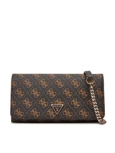 Guess Torebka Noelle II Mini HWQG96 72750 Brązowy. Brązowe listonoszki Guess, z aplikacjami, ze skóry, bez dodatków. Za 319,99 zł.