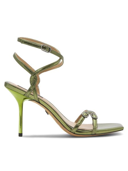 Nine West Sandały ZL23014CC Zielony. Zielone sandały Nine West, bez wzorów, z syntetyku, bez obcasa, na szpilce, bez zapięcia. Za 137,99 zł.