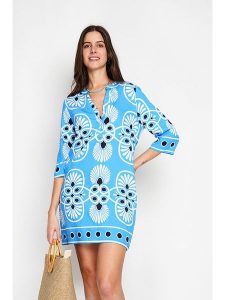 William de Faye Sukienka w kolorze błękitnym rozmiar: 34. Niebieskie sukienki William de Faye, bez wzorów, klasyczne, bez kołnierzyka, bez ramiączek, mini. Za 121,99 zł.