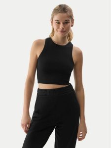 4F Top 4FWSS24TSLEF066 Czarny Slim Fit. Czarne topy 4f, xxl, bez wzorów, z bawełny, bez kołnierzyka, bez ramiączek. Za 39,99 zł.