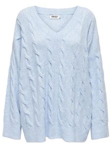 ONLY Sweter w kolorze błękitnym rozmiar: L. Niebieskie swetry oversize ONLY, l, bez wzorów, bez ramiączek. Za 105,38 zł.