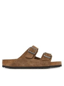 Birkenstock Klapki Arizona 1032678 Beżowy ciemny. Brązowe klapki Birkenstock, bez wzorów, ze skóry, bez obcasa. Za 466,99 zł.