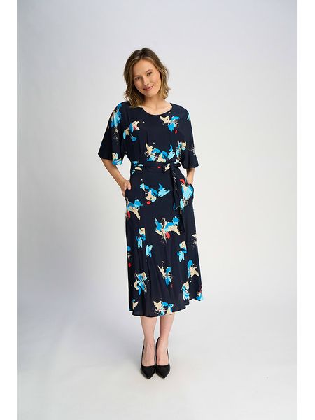 Marks & Spencer Sukienka w kolorze granatowym rozmiar: 42. Niebieskie sukienki Marks & Spencer, bez wzorów, z tkaniny, bez kołnierzyka, bez ramiączek, midi. Za 91,95 zł.