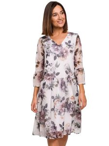 Stylove Sukienka w kolorze białym ze wzorem rozmiar: L. Białe sukienki Stylove, l, bez wzorów, bez kołnierzyka, bez ramiączek, midi. Za 193,24 zł.