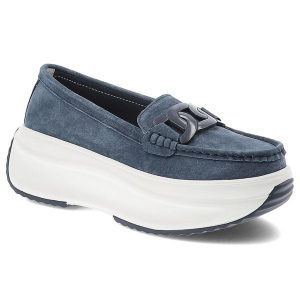 Granatowe Półbuty Filippo Wsuwane Buty Damskie Na Platformie. Niebieskie półbuty Filippo, bez wzorów, bez obcasa, na platformie, bez zapięcia. Za 161,99 zł.