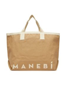 Manebi Torebka B 0.4 EY Beżowy. Brązowe shopper bag Manebi, bez wzorów, z materiału, bez dodatków. Za 279,99 zł.
