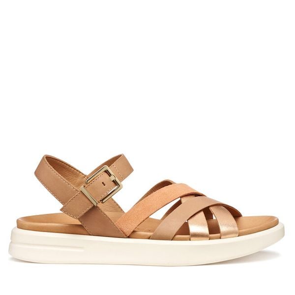 Sandały Geox. Brązowe sandały Geox, bez wzorów, bez obcasa, na płaskiej podeszwie, bez zapięcia. Za 459,99 zł.