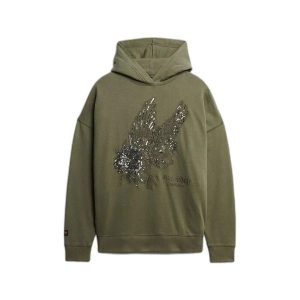 Bluza damska z kapturem Superdry Tattoo Embellish. Zielone bluzy Superdry, bez wzorów, z kapturem. Za 385,55 zł.