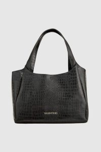 VALENTINO Torebka czarna Wool. Czarne torebki klasyczne Valentino by Mario Valentino, bez wzorów, z materiału, na ramię, małe, bez dodatków. W wyprzedaży za 459,99 zł.