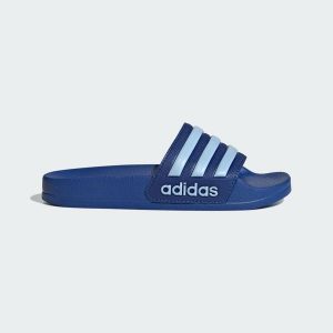 Klapki Adilette Shower. Niebieskie klapki ADIDAS, bez wzorów, bez obcasa. Za 109,00 zł.