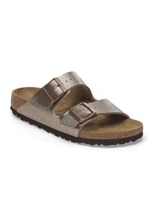 Birkenstock Klapki "Arizona" w kolorze szarobrązowym rozmiar: 38. Szare klapki Birkenstock, bez wzorów, z otwartym noskiem, bez obcasa. Za 329,95 zł.