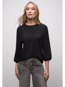 Street One Koszulka w kolorze czarnym rozmiar: 34. Czarne bluzki Street One, bez wzorów, street, bez kołnierzyka, bez ramiączek. Za 100,04 zł.